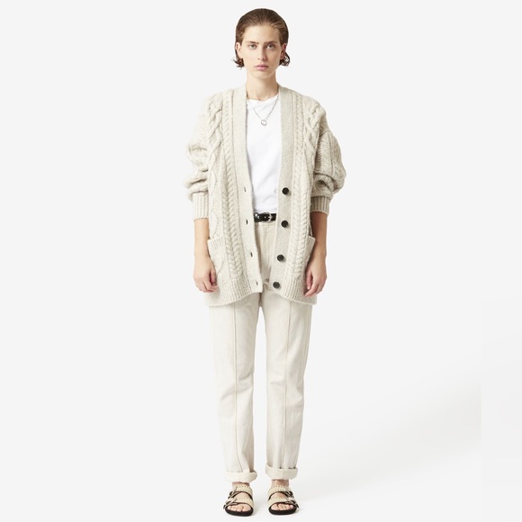 Sweaters - Cosy Cable Knit Bone Cream Black Fleck Cardi Cardigan